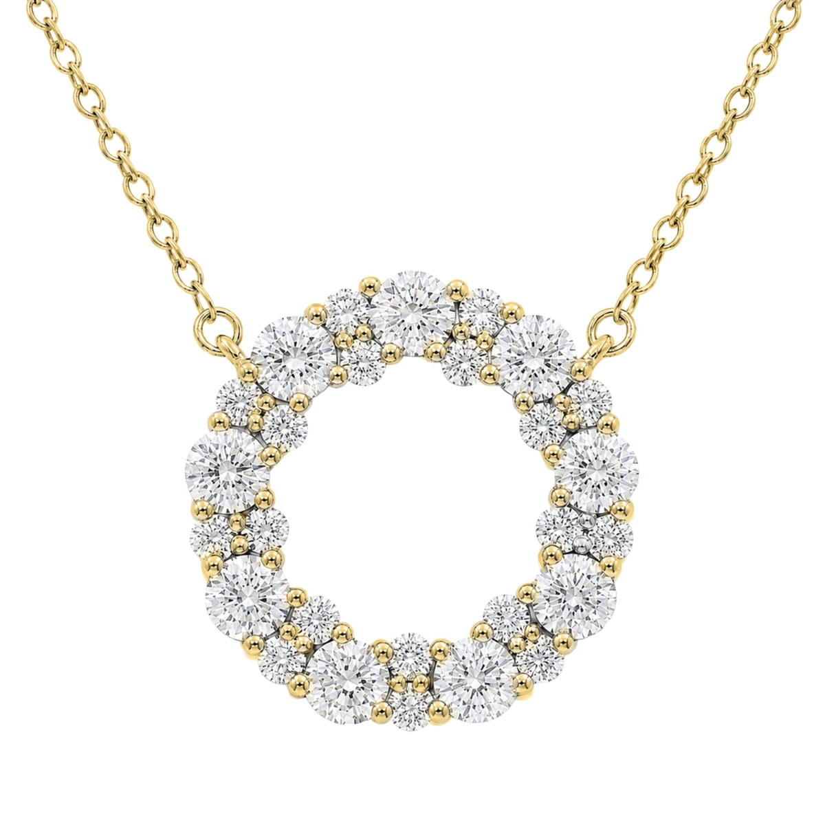 2 ct. T.W. Lab-Grown Diamond Round Pendant Necklace in Sterling Silver or 14K Gold over Silver