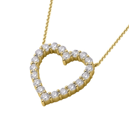 3 ct. T.W. Lab-Grown Diamond Round Heart Pendant Necklace in Sterling Silver or 14K Gold over Silver