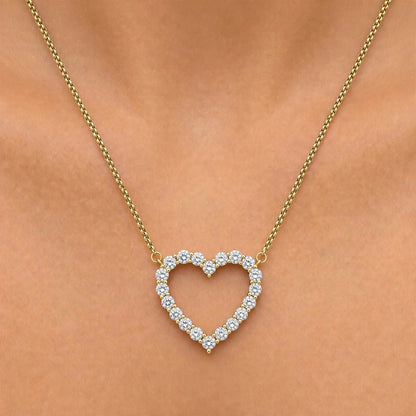 3 ct. T.W. Lab-Grown Diamond Round Heart Pendant Necklace in Sterling Silver or 14K Gold over Silver