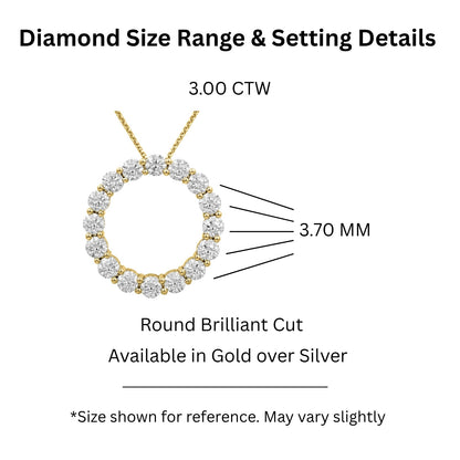 3 ct. T.W. Lab-Grown Diamond Round Pendant Necklace in Sterling Silver or 14K Gold over Silver