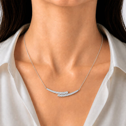 2 ct. T.W. Lab-Grown Diamond Round Smile Necklace in Sterling Silver or 14K Gold over Silver