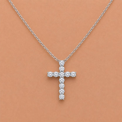 1 ct. T.W. Lab-Grown Diamond Round Cross Pendant Necklace in Sterling Silver or 14K Gold over Silver