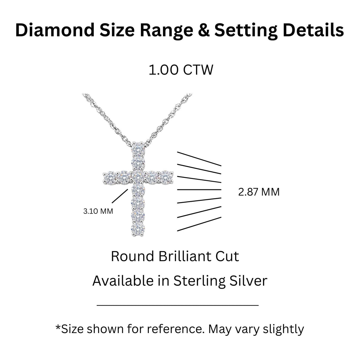 1 ct. T.W. Lab-Grown Diamond Round Cross Pendant Necklace in Sterling Silver or 14K Gold over Silver
