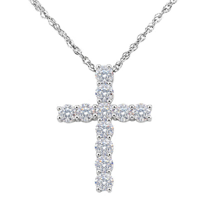 2 ct. T.W. Lab-Grown Diamond Round Cross Pendant Necklace in Sterling Silver or 14K Gold over Silver