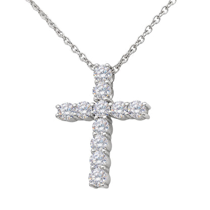2 ct. T.W. Lab-Grown Diamond Round Cross Pendant Necklace in Sterling Silver or 14K Gold over Silver
