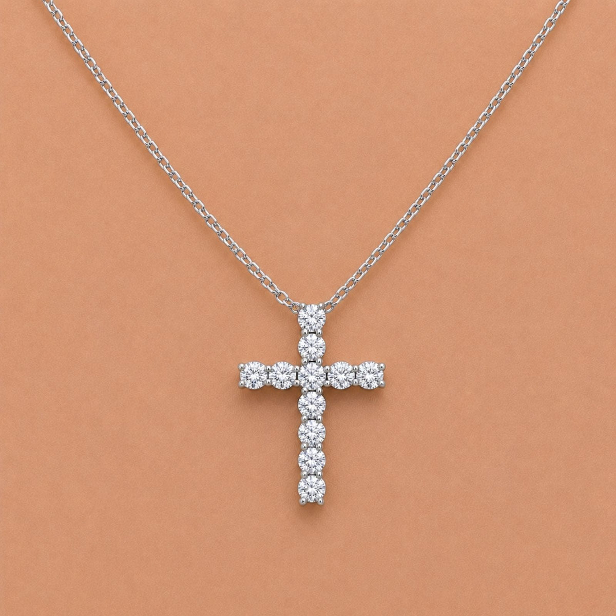 2 ct. T.W. Lab-Grown Diamond Round Cross Pendant Necklace in Sterling Silver or 14K Gold over Silver