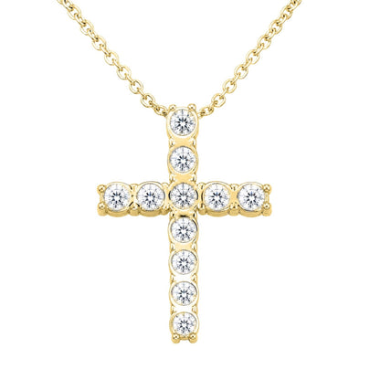 2 ct. T.W. Lab-Grown Diamond Round Cross Pendant Necklace in Sterling Silver or 14K Gold over Silver