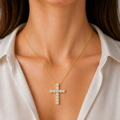 2 ct. T.W. Lab-Grown Diamond Round Cross Pendant Necklace in Sterling Silver or 14K Gold over Silver