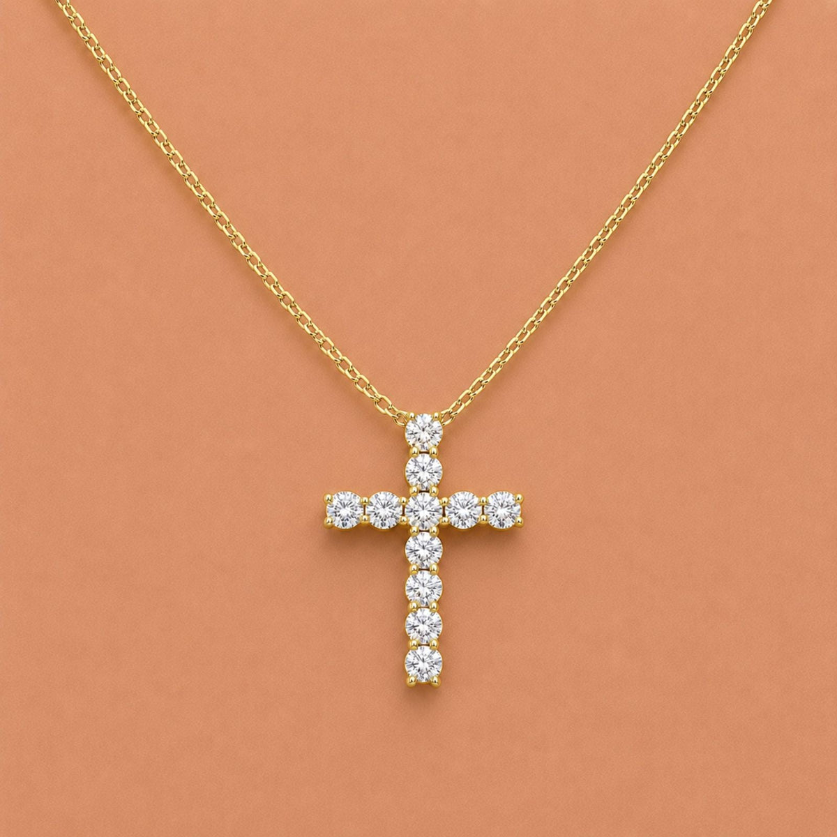 2 ct. T.W. Lab-Grown Diamond Round Cross Pendant Necklace in Sterling Silver or 14K Gold over Silver