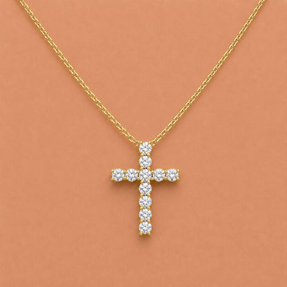 2 ct. T.W. Lab-Grown Diamond Round Cross Pendant Necklace in Sterling Silver or 14K Gold over Silver