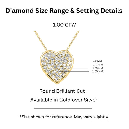 1 ct. T.W. Lab-Grown Diamond Round Heart Pendant Necklace in Sterling Silver or 14K Gold over Silver