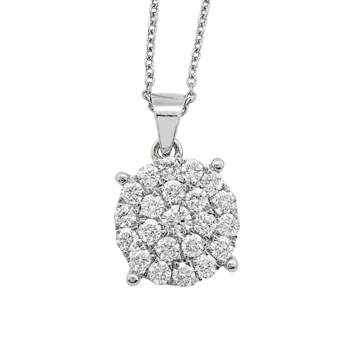 1 ct. T.W. Lab-Grown Diamond Round Cluster Pendant Necklace in Sterling Silver or 14K Gold over Silver