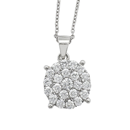 1 ct. T.W. Lab-Grown Diamond Round Cluster Pendant Necklace in Sterling Silver or 14K Gold over Silver
