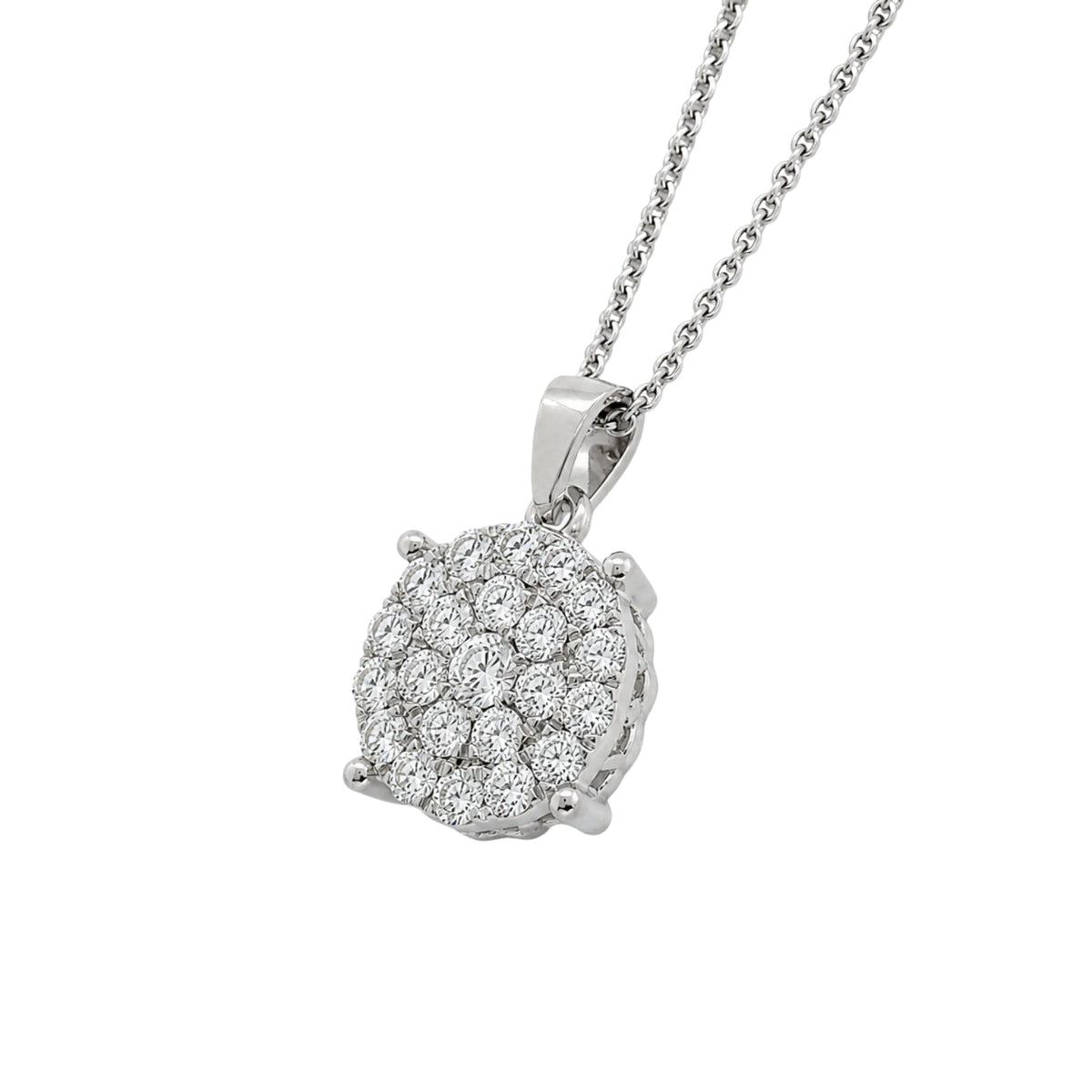1 ct. T.W. Lab-Grown Diamond Round Cluster Pendant Necklace in Sterling Silver or 14K Gold over Silver