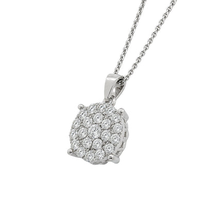 1 ct. T.W. Lab-Grown Diamond Round Cluster Pendant Necklace in Sterling Silver or 14K Gold over Silver