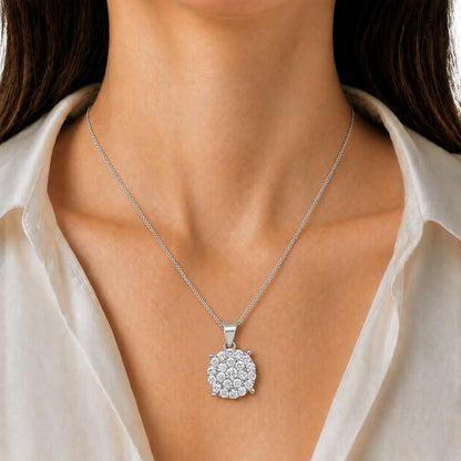 1 ct. T.W. Lab-Grown Diamond Round Cluster Pendant Necklace in Sterling Silver or 14K Gold over Silver