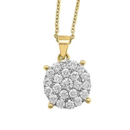 1 ct. T.W. Lab-Grown Diamond Round Cluster Pendant Necklace in Sterling Silver or 14K Gold over Silver