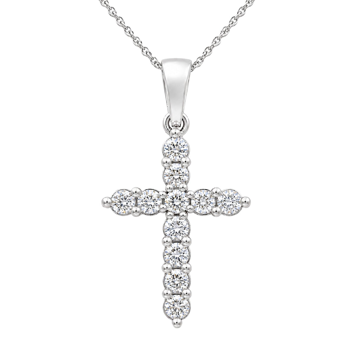 2 ct. T.W. Lab-Grown Diamond Round Cross Pendant Necklace in Sterling Silver or 14K Gold over Silver