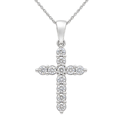 2 ct. T.W. Lab-Grown Diamond Round Cross Pendant Necklace in Sterling Silver or 14K Gold over Silver