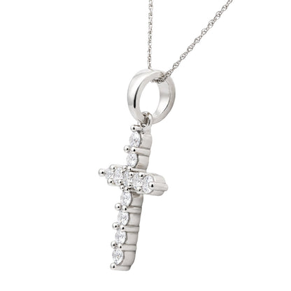 2 ct. T.W. Lab-Grown Diamond Round Cross Pendant Necklace in Sterling Silver or 14K Gold over Silver