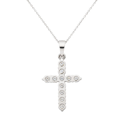 2 ct. T.W. Lab-Grown Diamond Round Cross Pendant Necklace in Sterling Silver or 14K Gold over Silver