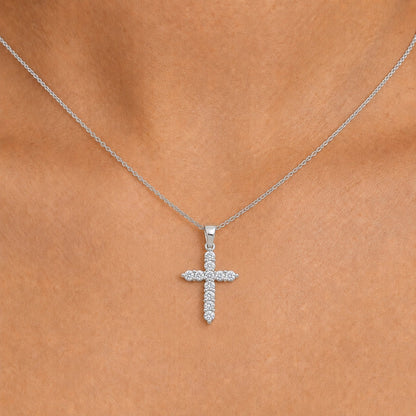 2 ct. T.W. Lab-Grown Diamond Round Cross Pendant Necklace in Sterling Silver or 14K Gold over Silver
