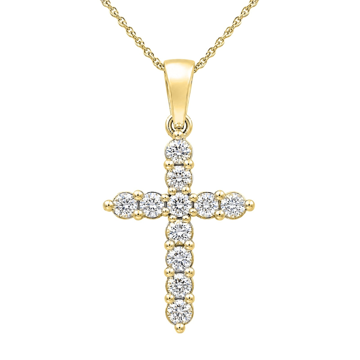 2 ct. T.W. Lab-Grown Diamond Round Cross Pendant Necklace in Sterling Silver or 14K Gold over Silver