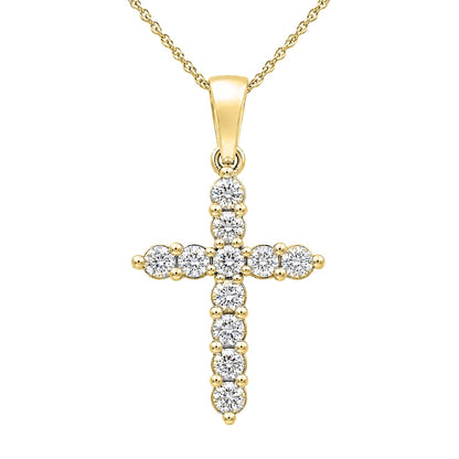 2 ct. T.W. Lab-Grown Diamond Round Cross Pendant Necklace in Sterling Silver or 14K Gold over Silver