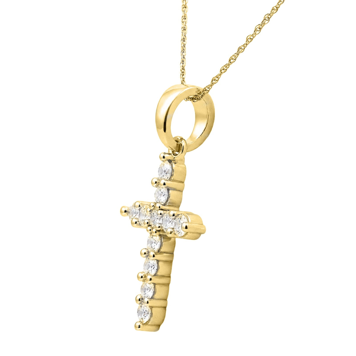 2 ct. T.W. Lab-Grown Diamond Round Cross Pendant Necklace in Sterling Silver or 14K Gold over Silver