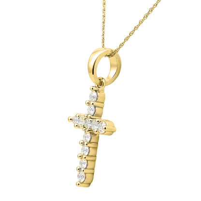 2 ct. T.W. Lab-Grown Diamond Round Cross Pendant Necklace in Sterling Silver or 14K Gold over Silver
