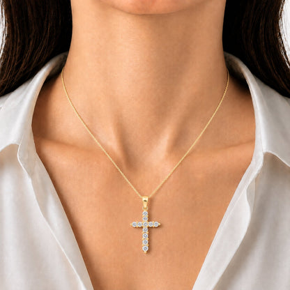 2 ct. T.W. Lab-Grown Diamond Round Cross Pendant Necklace in Sterling Silver or 14K Gold over Silver