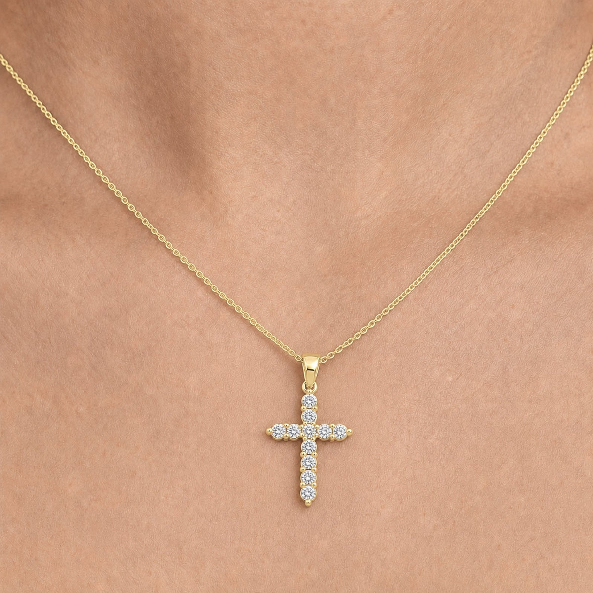 2 ct. T.W. Lab-Grown Diamond Round Cross Pendant Necklace in Sterling Silver or 14K Gold over Silver
