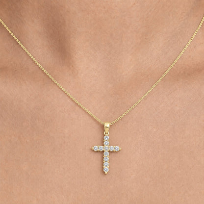 2 ct. T.W. Lab-Grown Diamond Round Cross Pendant Necklace in Sterling Silver or 14K Gold over Silver