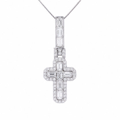 4 ct. T.W. Lab-Grown Diamond Round Cross Pendant Necklace in Sterling Silver or 14K Gold over Silver