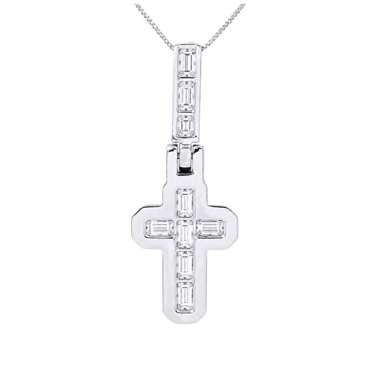 4 ct. T.W. Lab-Grown Diamond Round Cross Pendant Necklace in Sterling Silver or 14K Gold over Silver
