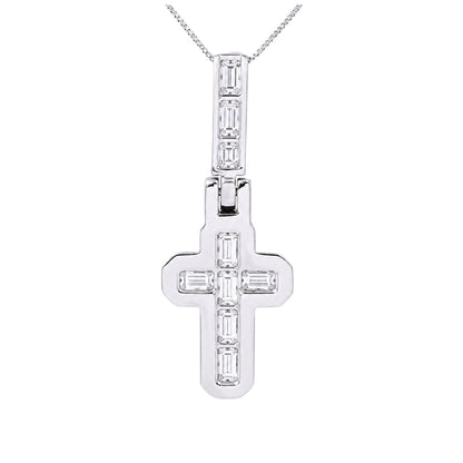 4 ct. T.W. Lab-Grown Diamond Round Cross Pendant Necklace in Sterling Silver or 14K Gold over Silver