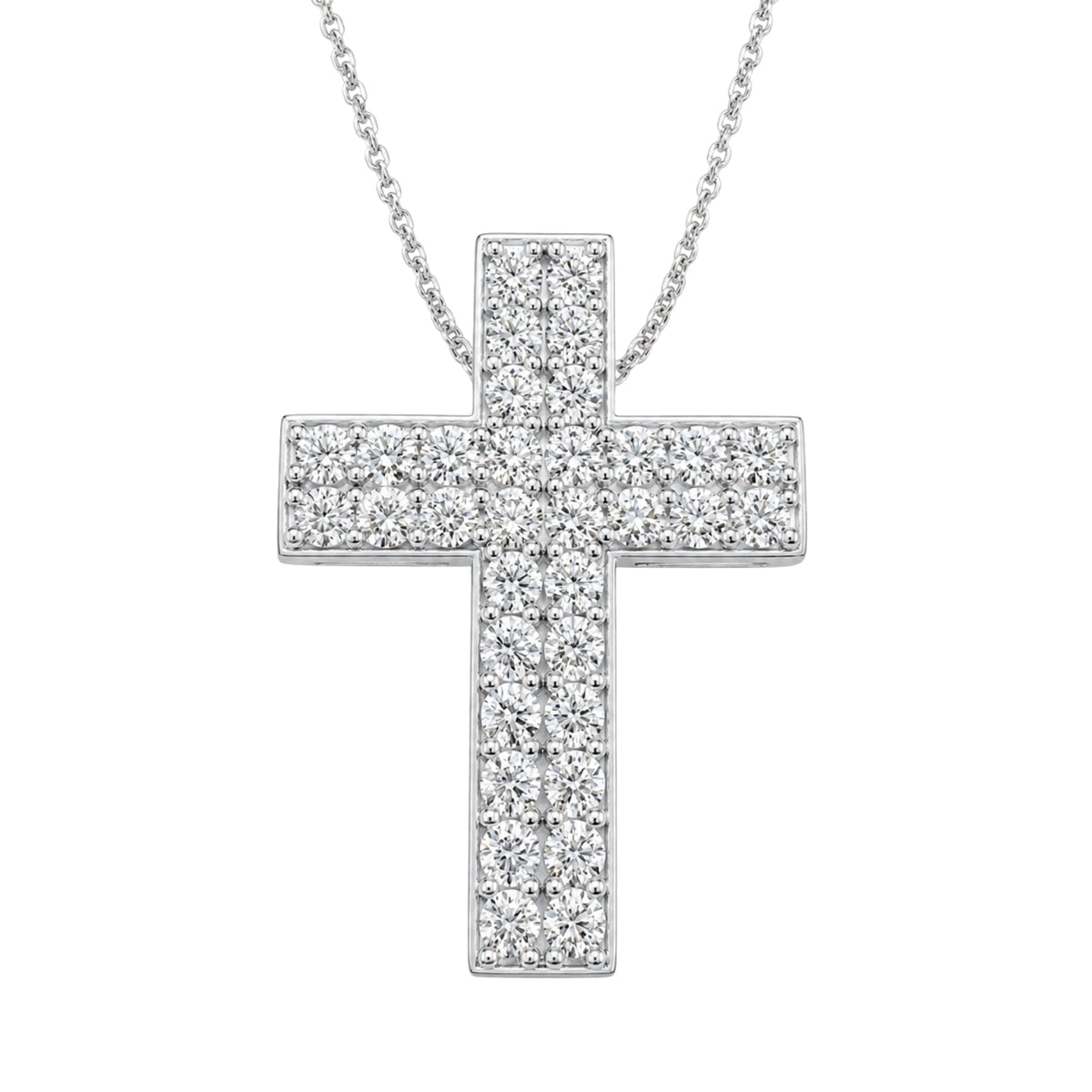 3 ct. T.W. Lab-Grown Diamond Round Cross Pendant Necklace in Sterling Silver or 14K Gold over Silver