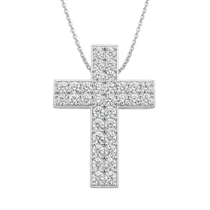 3 ct. T.W. Lab-Grown Diamond Round Cross Pendant Necklace in Sterling Silver or 14K Gold over Silver