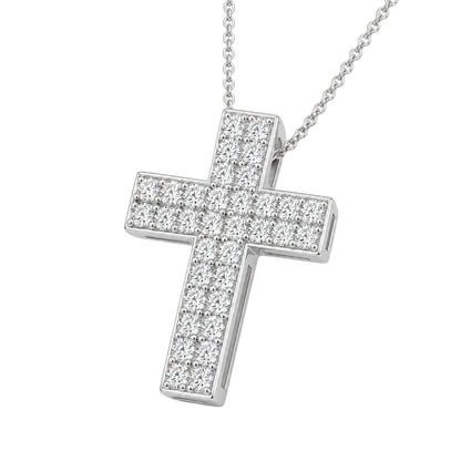 3 ct. T.W. Lab-Grown Diamond Round Cross Pendant Necklace in Sterling Silver or 14K Gold over Silver