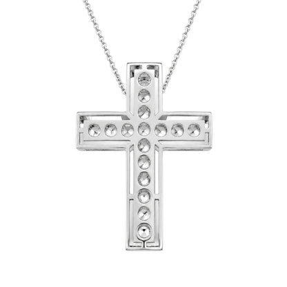 3 ct. T.W. Lab-Grown Diamond Round Cross Pendant Necklace in Sterling Silver or 14K Gold over Silver