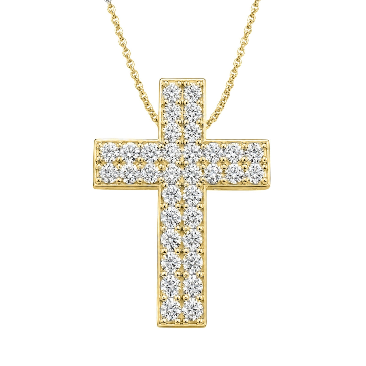 3 ct. T.W. Lab-Grown Diamond Round Cross Pendant Necklace in Sterling Silver or 14K Gold over Silver
