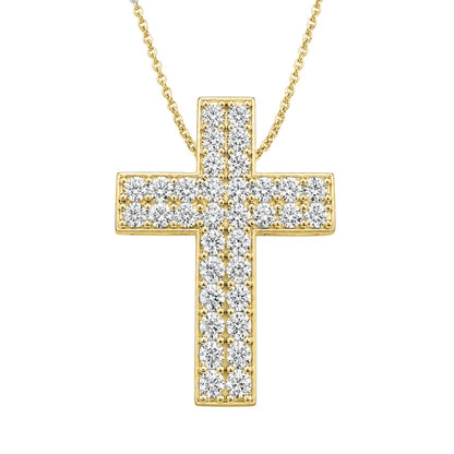 3 ct. T.W. Lab-Grown Diamond Round Cross Pendant Necklace in Sterling Silver or 14K Gold over Silver