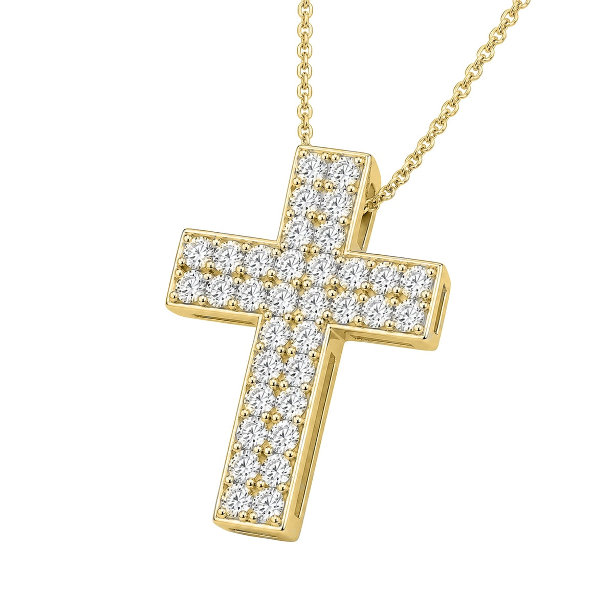 3 ct. T.W. Lab-Grown Diamond Round Cross Pendant Necklace in Sterling Silver or 14K Gold over Silver
