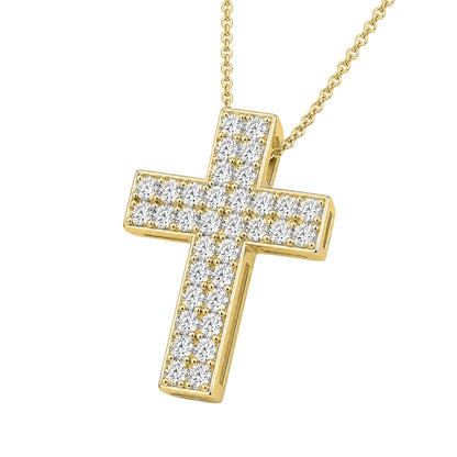 3 ct. T.W. Lab-Grown Diamond Round Cross Pendant Necklace in Sterling Silver or 14K Gold over Silver