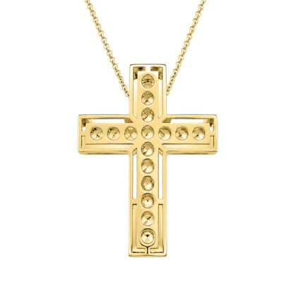 3 ct. T.W. Lab-Grown Diamond Round Cross Pendant Necklace in Sterling Silver or 14K Gold over Silver