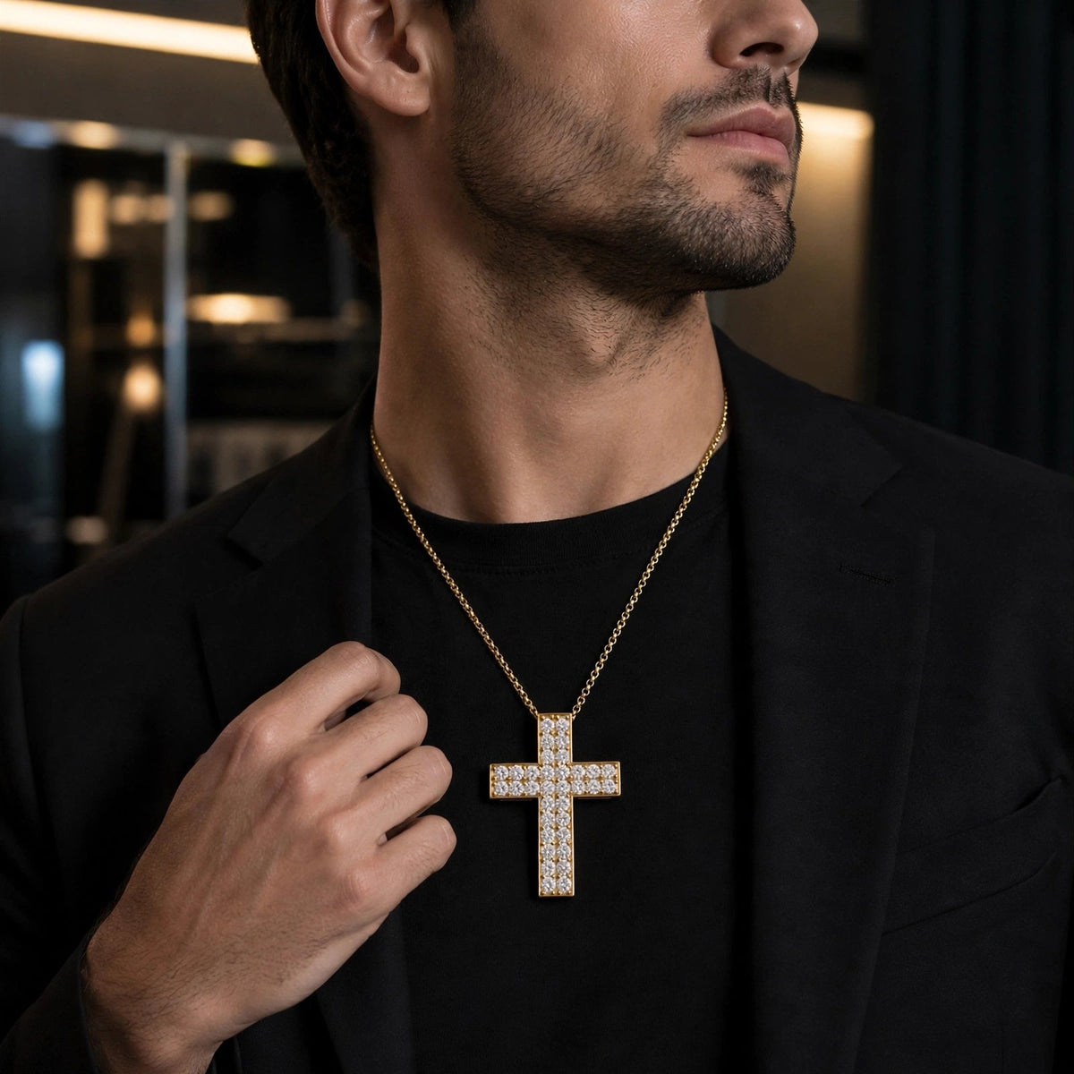 3 ct. T.W. Lab-Grown Diamond Round Cross Pendant Necklace in Sterling Silver or 14K Gold over Silver