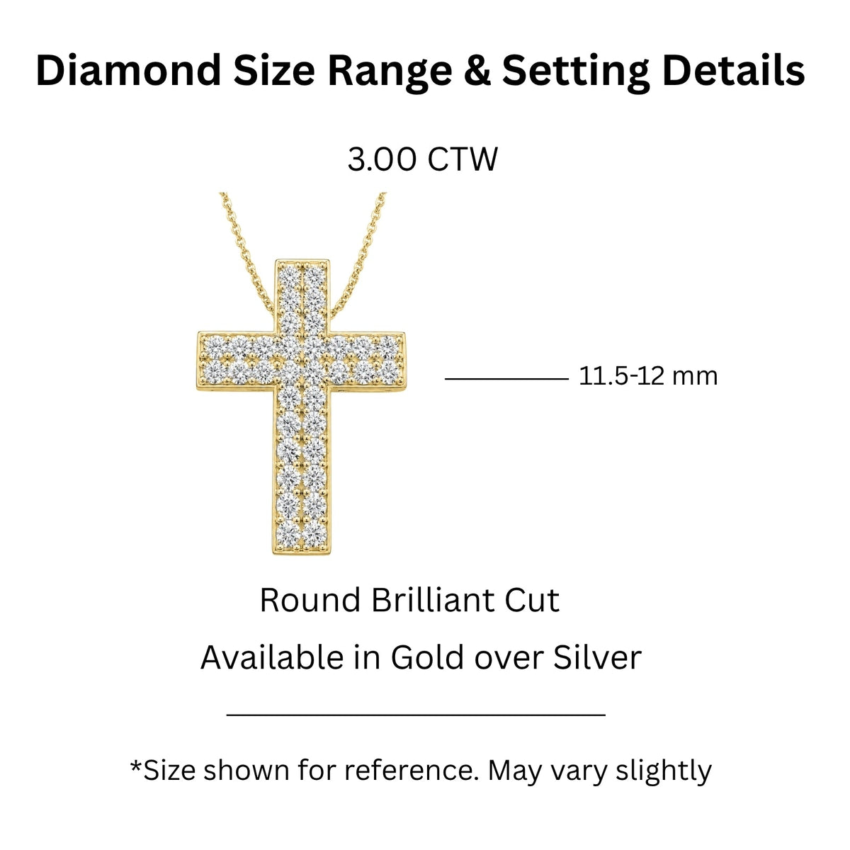 3 ct. T.W. Lab-Grown Diamond Round Cross Pendant Necklace in Sterling Silver or 14K Gold over Silver