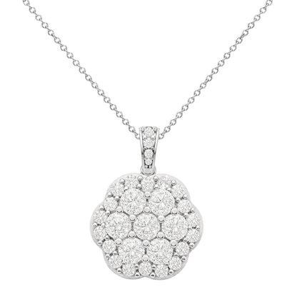 3 ct. T.W. Lab-Grown Diamond Round Cluster Pendant Necklace in Sterling Silver & 14K Gold over Silver