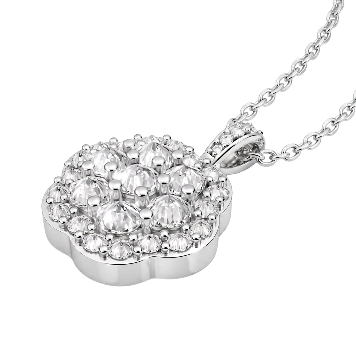 3 ct. T.W. Lab-Grown Diamond Round Cluster Pendant Necklace in Sterling Silver & 14K Gold over Silver
