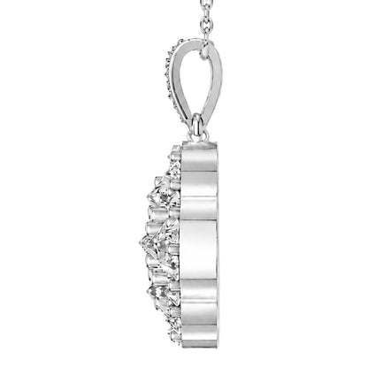 3 ct. T.W. Lab-Grown Diamond Round Cluster Pendant Necklace in Sterling Silver & 14K Gold over Silver